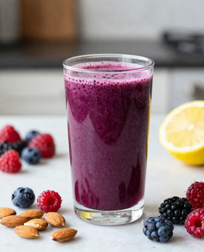 15 Cold Pressed Juice Recipes For Your Slow Juicer - 13. Almond Berry Smoothie Juice 1