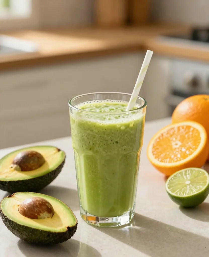 15 Cold Pressed Juice Recipes For Your Slow Juicer - 7. Creamy Avocado Citrus Blend 1