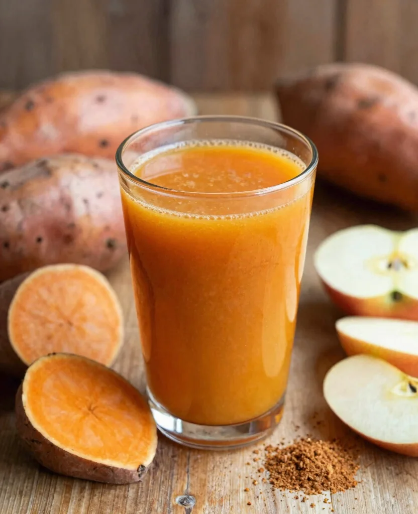 15 Cold Pressed Juice Recipes For Your Slow Juicer - 8. Sweet Potato Spice Juice 1