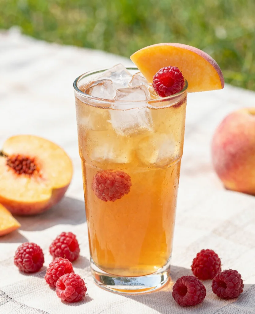 15 Fresh Fruit Juice Recipes For Hot Summer Days - 14. Raspberry Peach Iced Tea 1