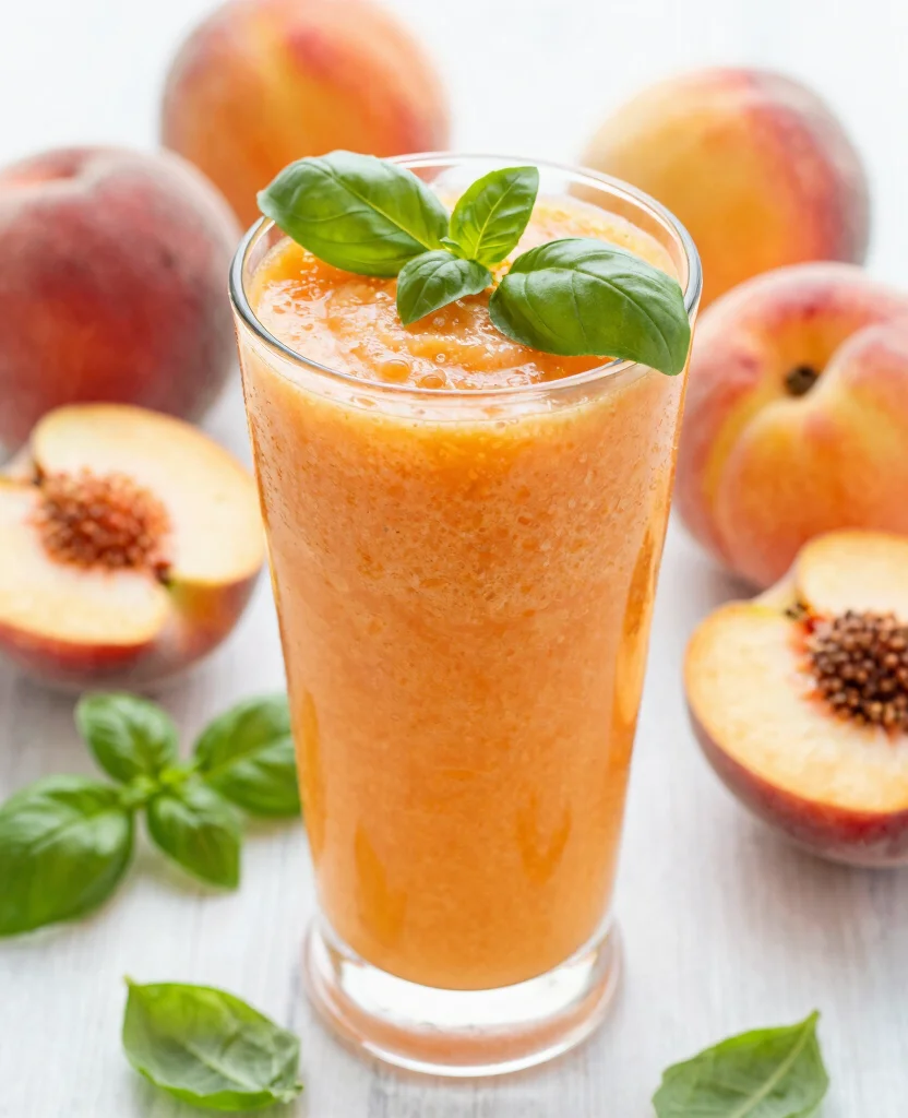 15 Juice It Up Recipes Smoothies You Can Copy At Home - 12. Peach Basil Smoothie 1