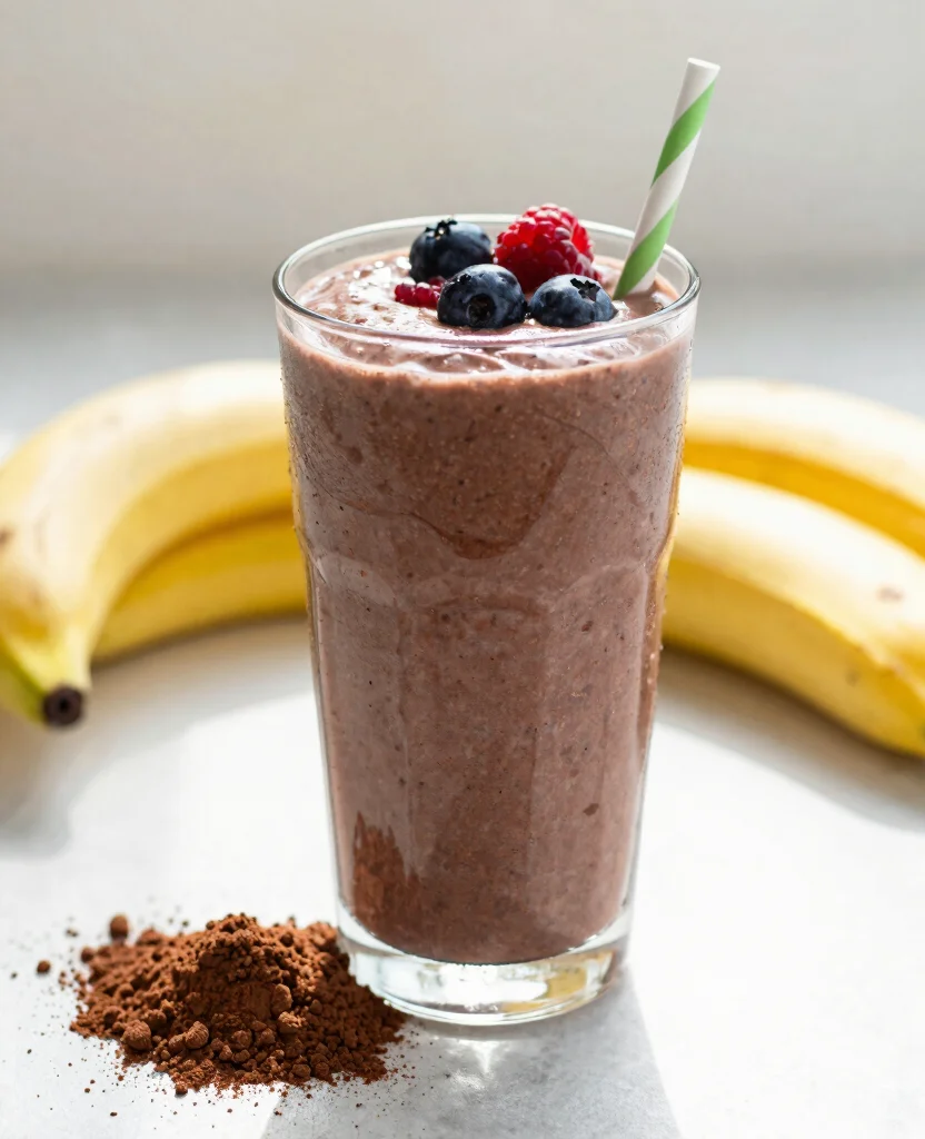15 Juice It Up Recipes Smoothies You Can Copy At Home - 7. Choco-Berry Protein Smoothie 1