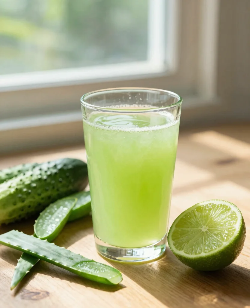 15 Parasite Cleanse Juice Recipes Inspired By Natural Herbs - 7. Cucumber Aloe Hydrator 1
