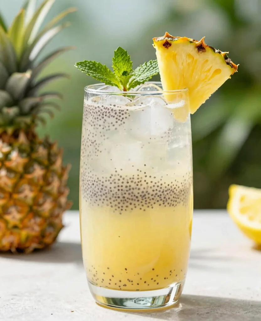15 Pineapple Juice Recipes Drinks For Tropical Flavor - 15. Pineapple Chia Lemonade 1