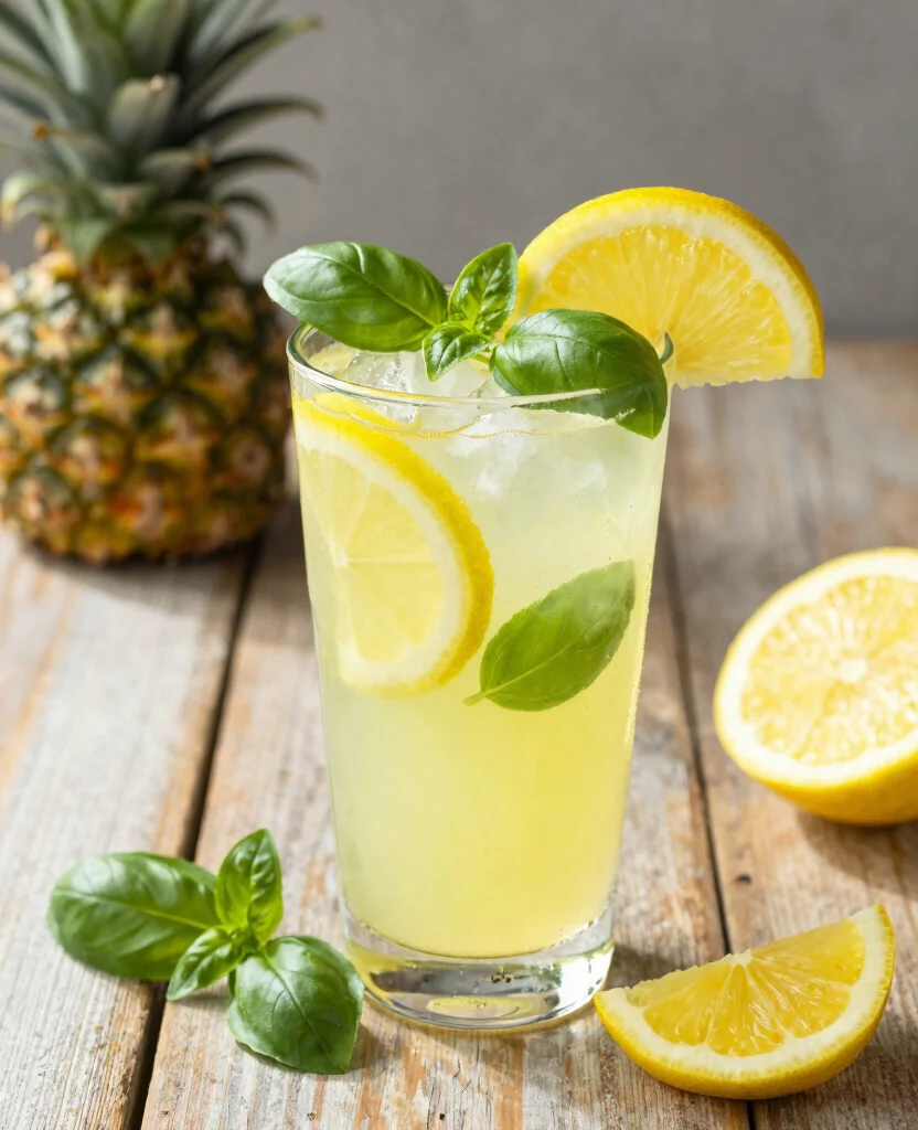15 Pineapple Juice Recipes Drinks For Tropical Flavor - 7. Pineapple Basil Lemonade 1