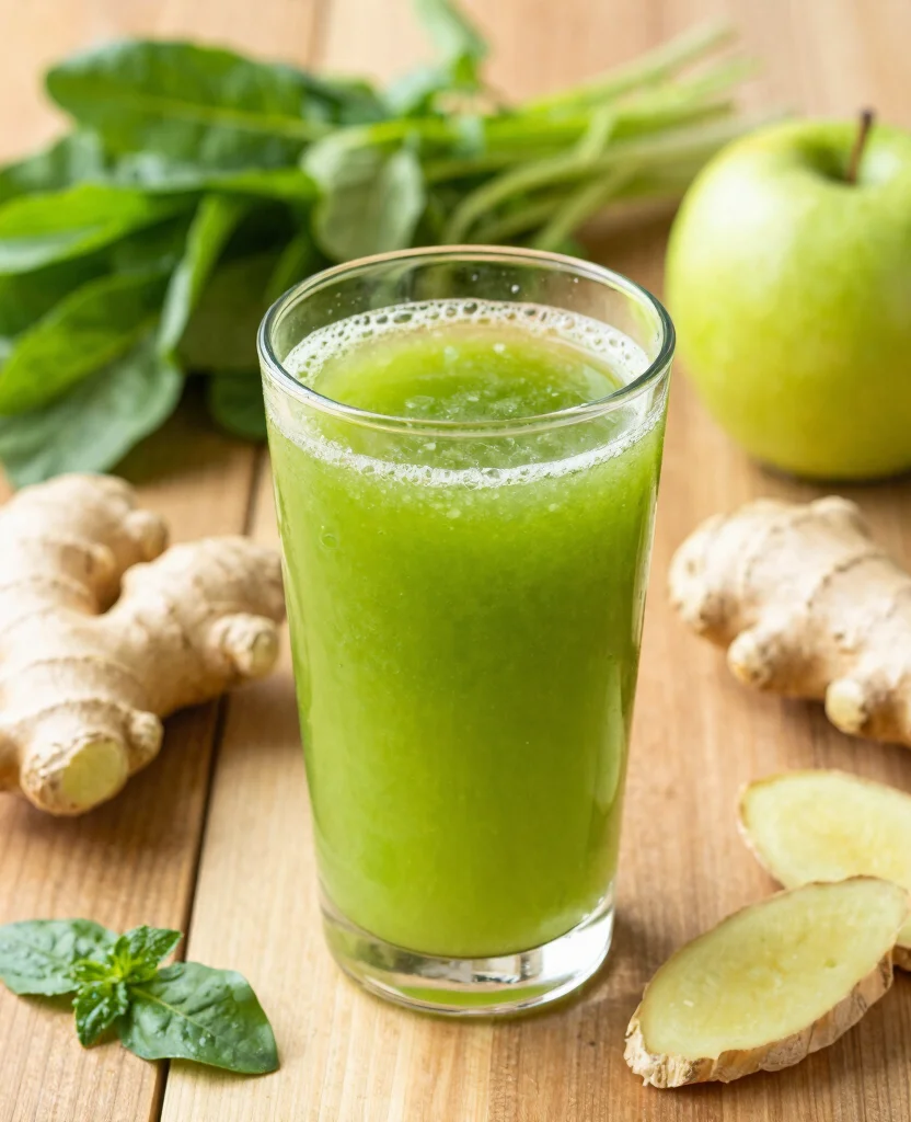 15 Refreshing Home Made Juice Recipes for a Healthy Detox - 12. Ginger Green Detox Juice 1
