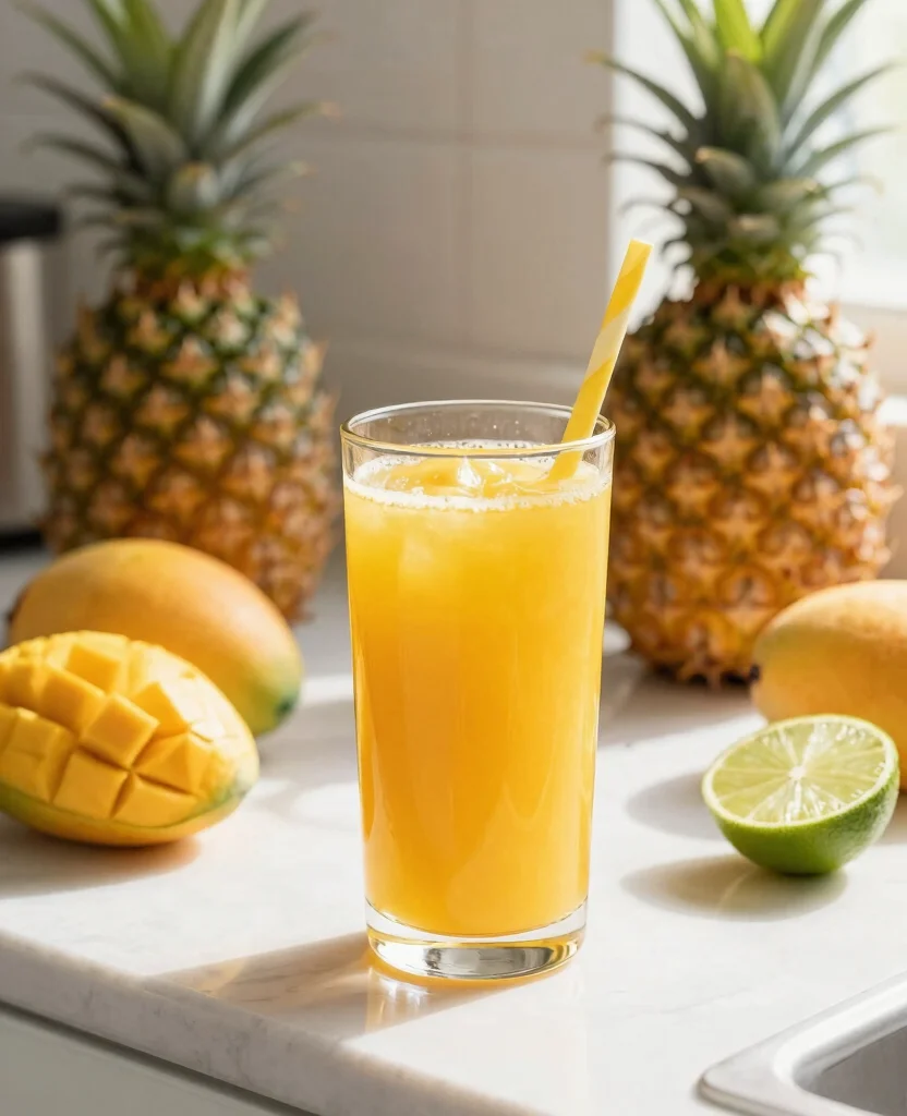 15 Refreshing Home Made Juice Recipes for a Healthy Detox - 2. Tropical Mango & Pineapple Juice 1
