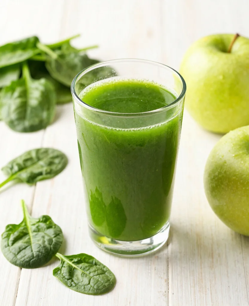 15 Refreshing Home Made Juice Recipes for a Healthy Detox - 7. Spinach & Apple Green Juice 1