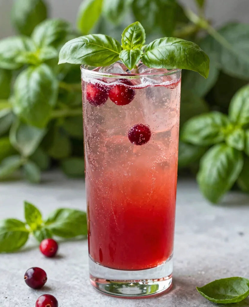 16 Cocktail Recipes With Cranberry Juice For Parties - 13. Cranberry Basil Spritzer 1