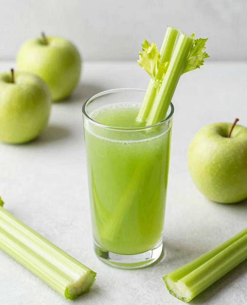 16 Green Juice Recipes For Flat Tummy And Less Bloating - 5. Celery Apple Fusion Juice 1