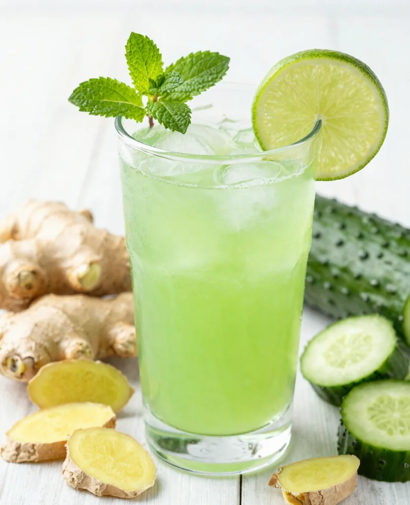 16 Green Juice Recipes For Flat Tummy And Less Bloating - 7. Ginger Green Punch 1