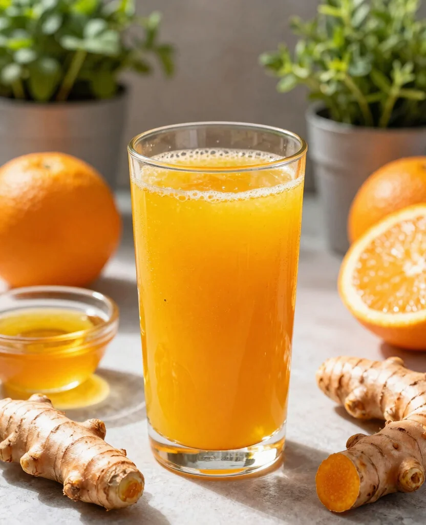 16 Immune Boosting Juice Recipes With Citrus And Ginger - 4. Orange Turmeric Ginger Juice 1