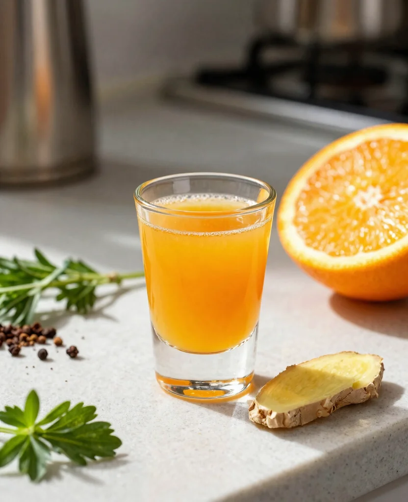 16 Immune Boosting Juice Recipes With Citrus And Ginger - 6. Spicy Citrus Ginger Shot 1