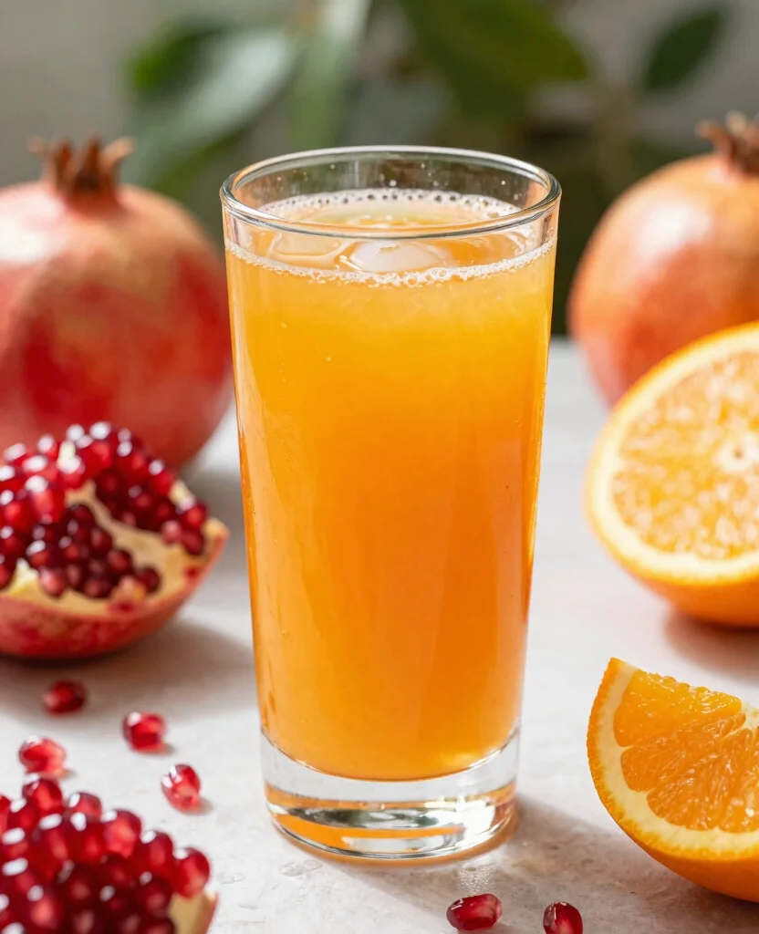 16 Immune Boosting Juice Recipes With Citrus And Ginger - 7. Orange Pomegranate Ginger Juice 1