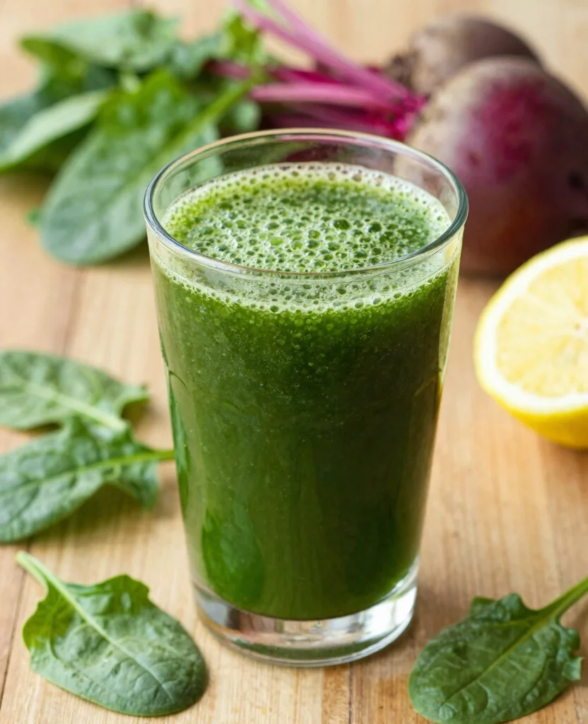 16 Juice Recipes With Beets For Energy And Stamina - 11. Beet and Spinach Juice 1