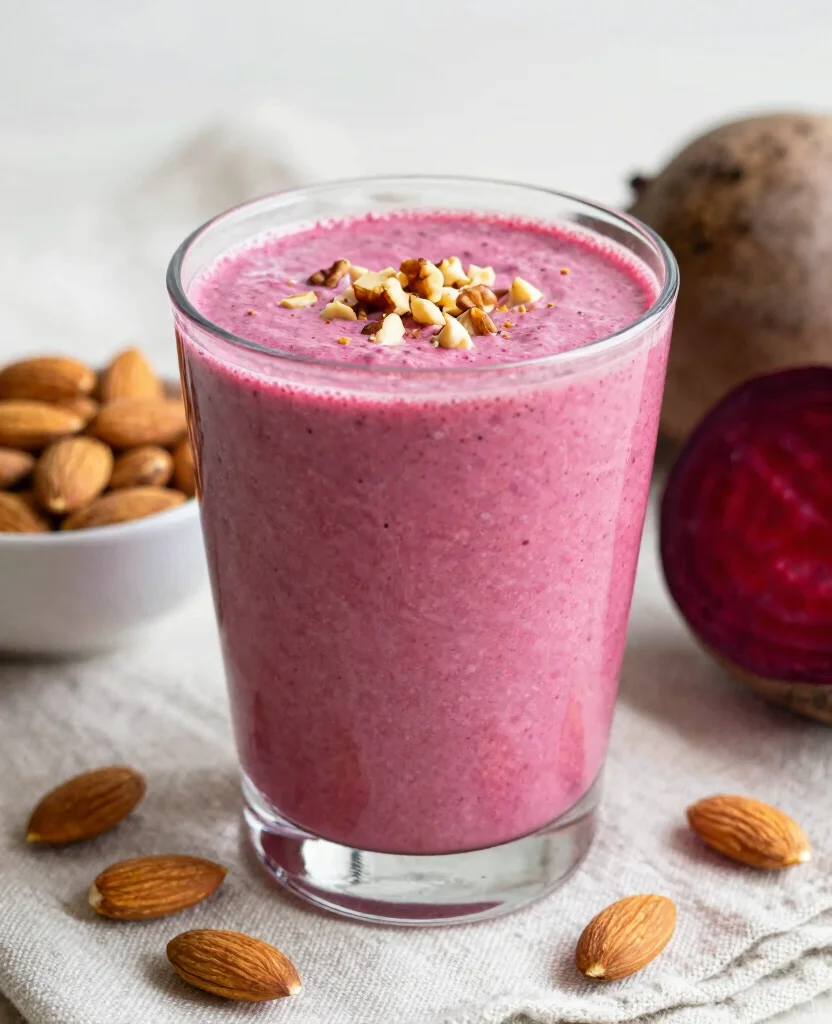 16 Juice Recipes With Beets For Energy And Stamina - 14. Beet and Almond Milk Smoothie 1