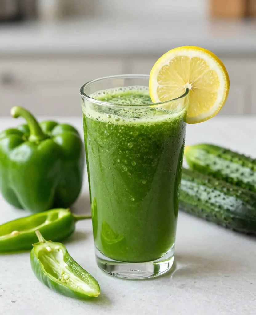 16 Liver Detox Juice Recipes For Gentle Cleansing - 13. Green Pepper Cleansing Juice 1
