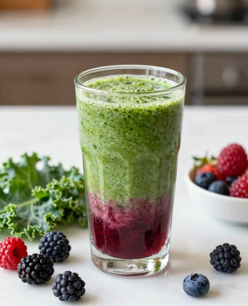 16 Liver Detox Juice Recipes For Gentle Cleansing - 15. Berry Kale Detox Smoothie 1