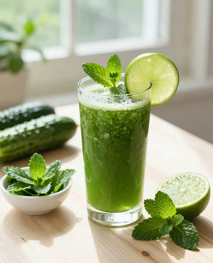 16 Liver Detox Juice Recipes For Gentle Cleansing - 3. Minty Green Refresh 1