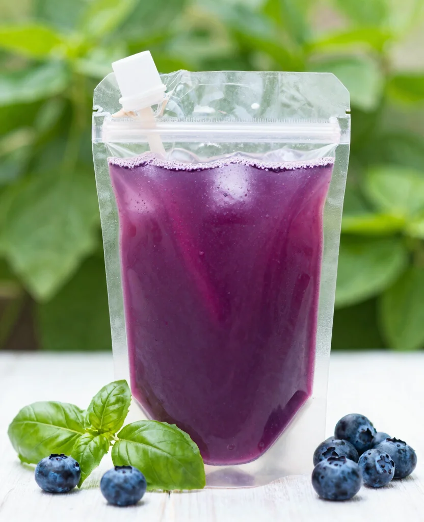 17 Adult Juice Pouch Recipes Perfect For Parties - 11. Blueberry Basil Smash Pouch 1