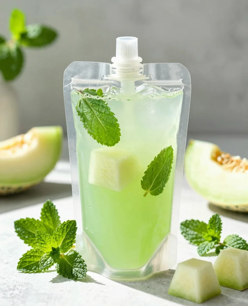 17 Adult Juice Pouch Recipes Perfect For Parties - 15. Honeydew Mint Fizz Pouch 1