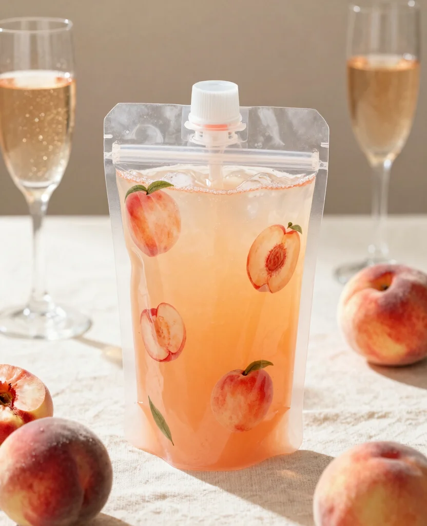 17 Adult Juice Pouch Recipes Perfect For Parties - 5. Peach Bellini Juice Pouch 1