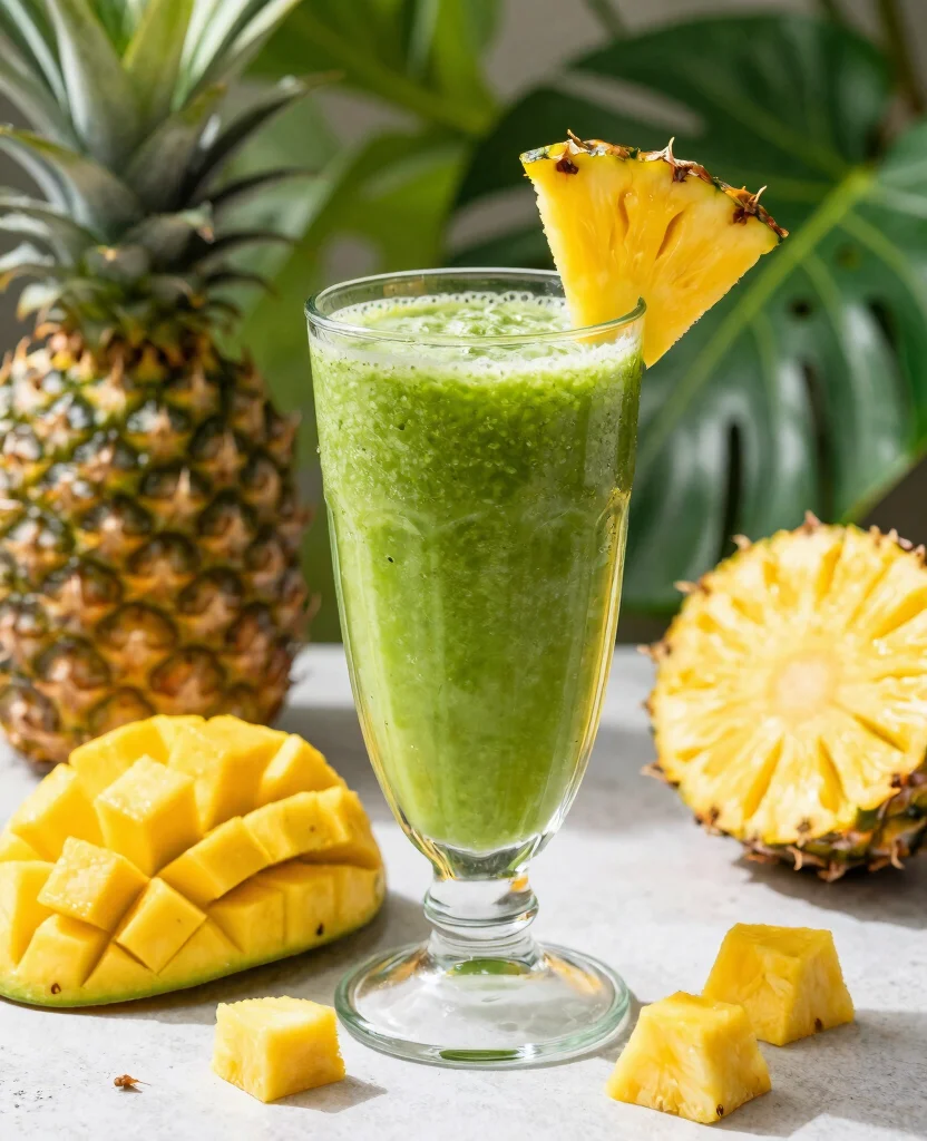 17 Detox Juice And Smoothie Recipes For A Fresh Start - 9. Tropical Green Detox Smoothie 1