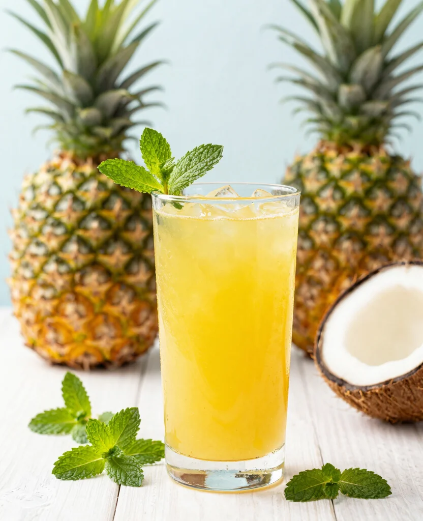 17 Detox Juice Recipes to Lose Belly Bloat Naturally - 4. Pineapple Mint Refresher 1