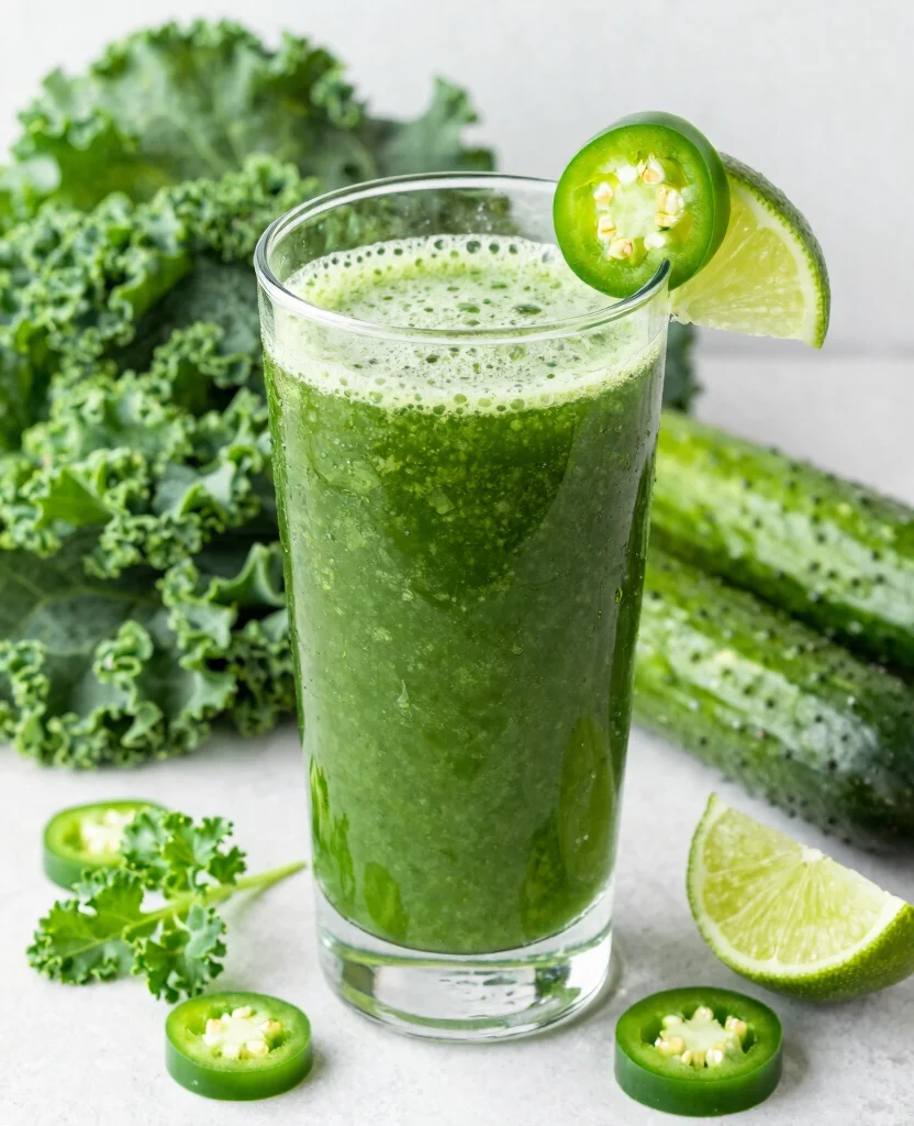17 Detox Juice Recipes to Lose Belly Bloat Naturally - 5. Spicy Green Detox Juice 1