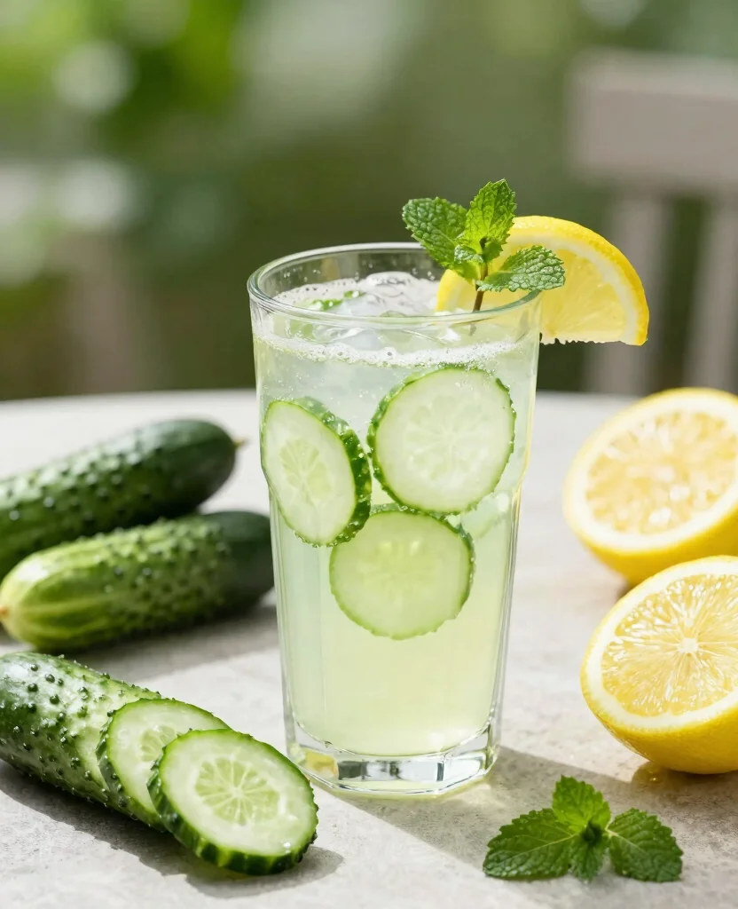 17 Detox Juice Recipes to Lose Belly Bloat Naturally - 9. Cucumber Lemonade Cooler 1