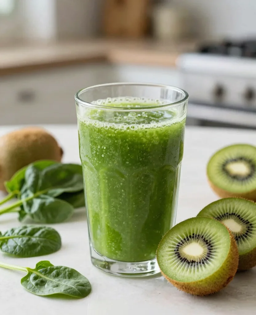 17 Juice Recipes For Inflammation Relief At Home - 14. Kiwi Spinach Detox Juice 1