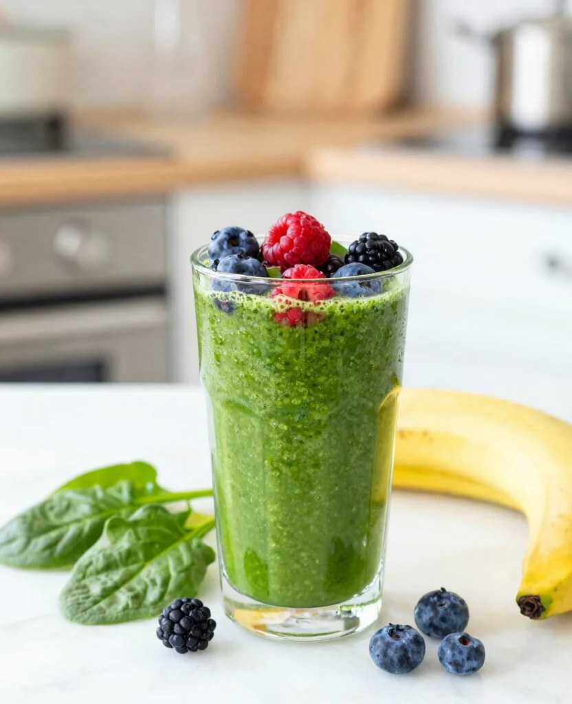 18 Green Juice Recipes For Beginners That Taste Good - 11. Berry Green Smoothie Juice 1