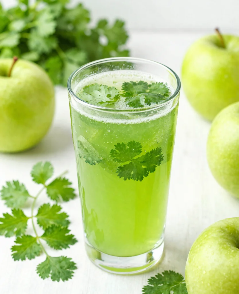 18 Healthy Green Juice Recipes Packed With Nutrients - 16. Cilantro and Green Apple Juice 1