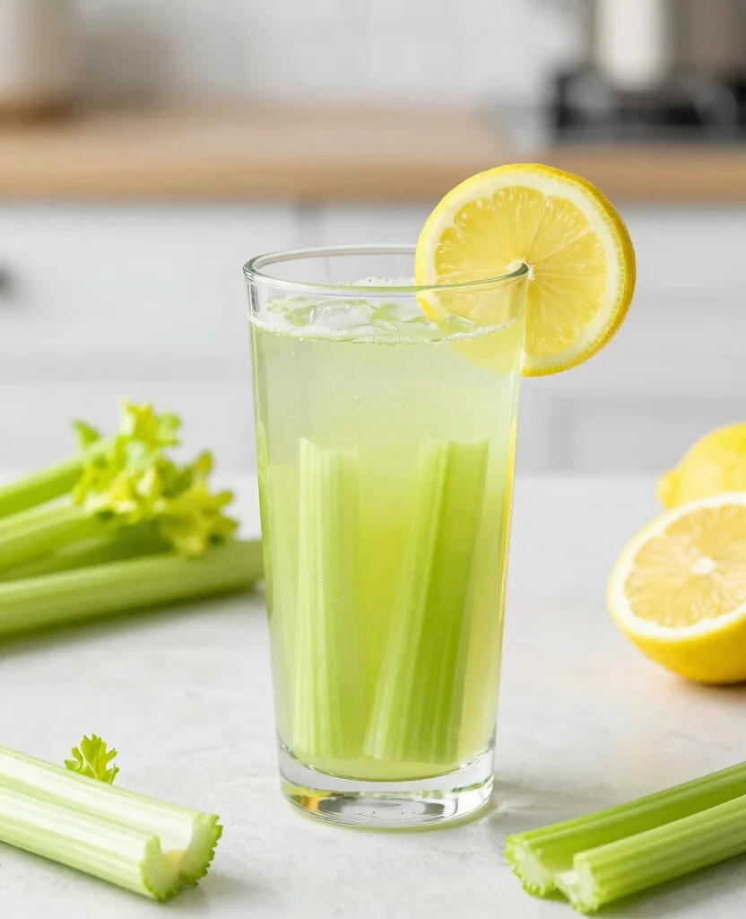 18 Healthy Green Juice Recipes Packed With Nutrients - 17. Celery and Lemon Refresh Juice 1