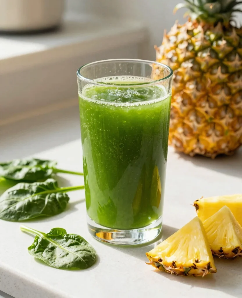 18 Healthy Green Juice Recipes Packed With Nutrients - 2. Spinach and Pineapple Bliss 1