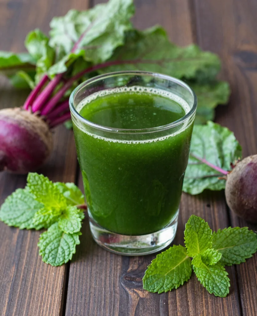 18 Healthy Green Juice Recipes Packed With Nutrients - 6. Beet Greens and Mint Juice 1