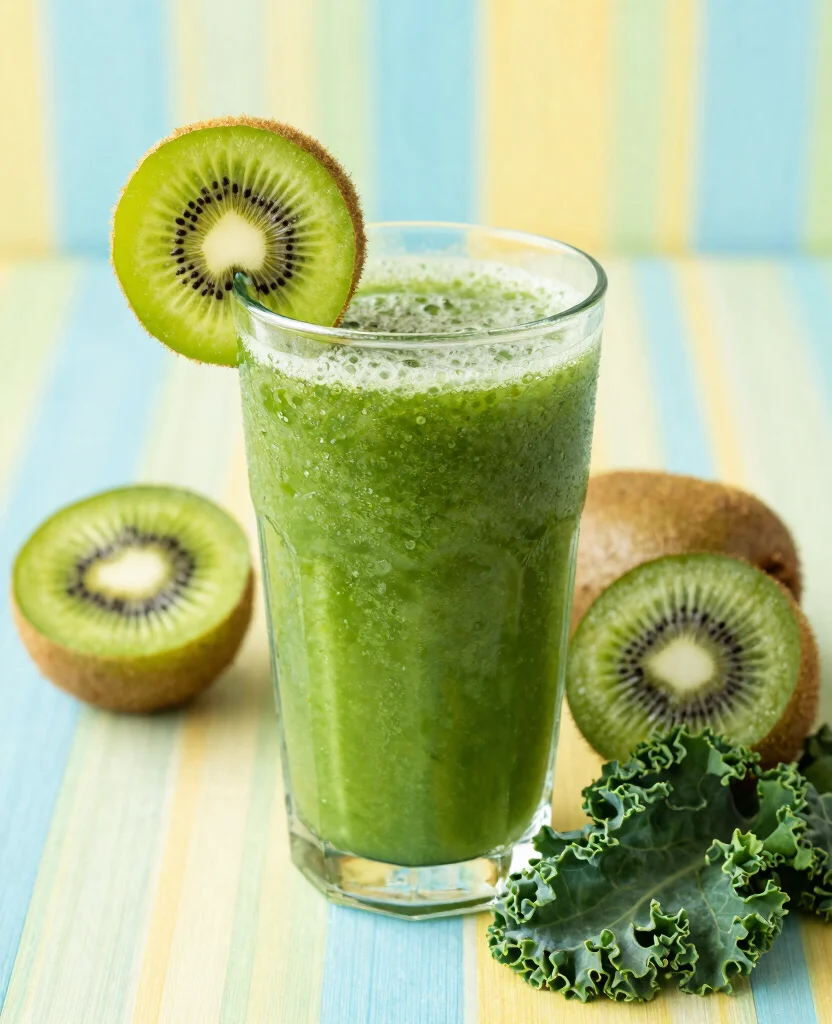 18 Healthy Green Juice Recipes Packed With Nutrients - 8. Tropical Green Juice with Kale and Kiwi 1