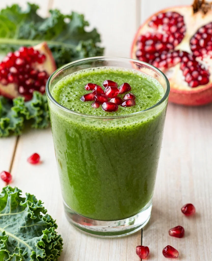 18 Healthy Juice Recipes Flat Belly Focused Detox Drinks - 16. Kale Pomegranate Detox Juice 1