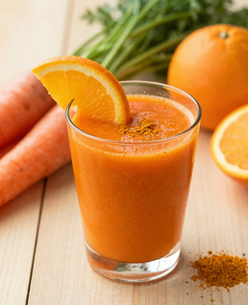 18 Healthy Juice Recipes Flat Belly Focused Detox Drinks - 17. Orange Carrot Turmeric Glow Juice 1