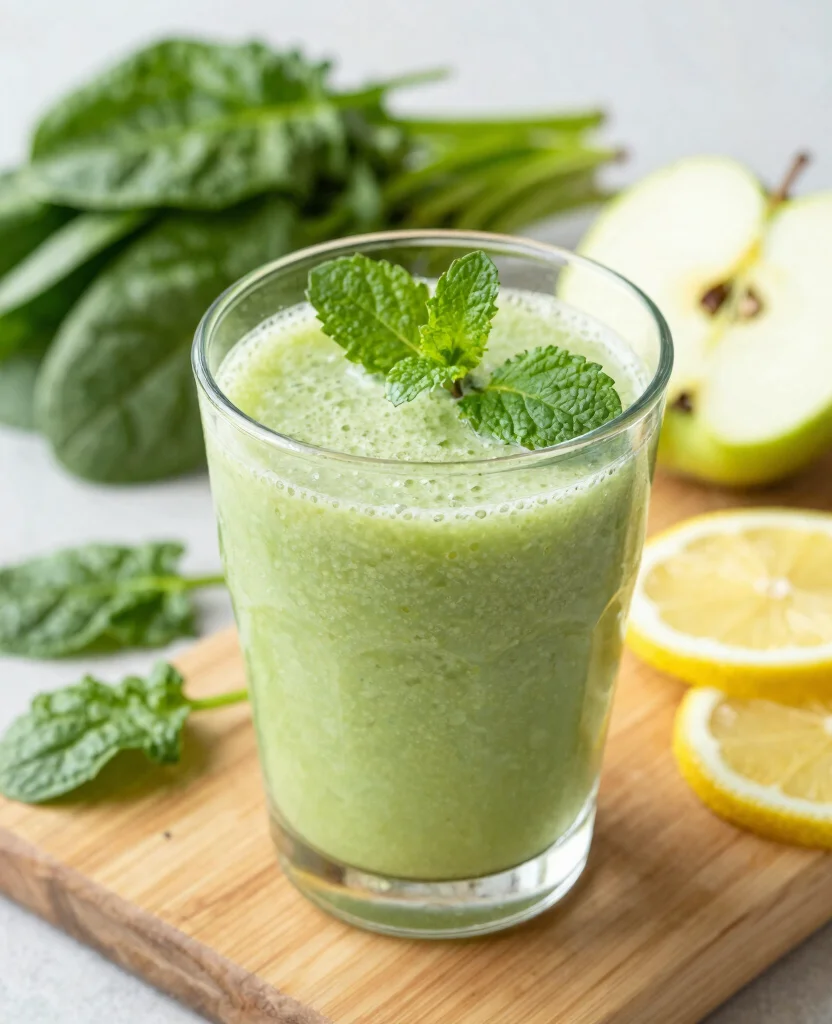 18 Healthy Juice Recipes Flat Belly Focused Detox Drinks - 5. Spinach Apple Mint Juice 1