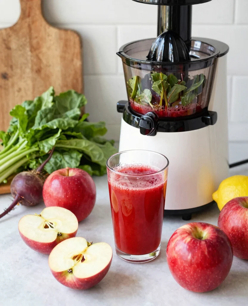 18 Iron Rich Juice Recipes Using Beets And Greens - 1. Beet Greens and Apple Juice 1
