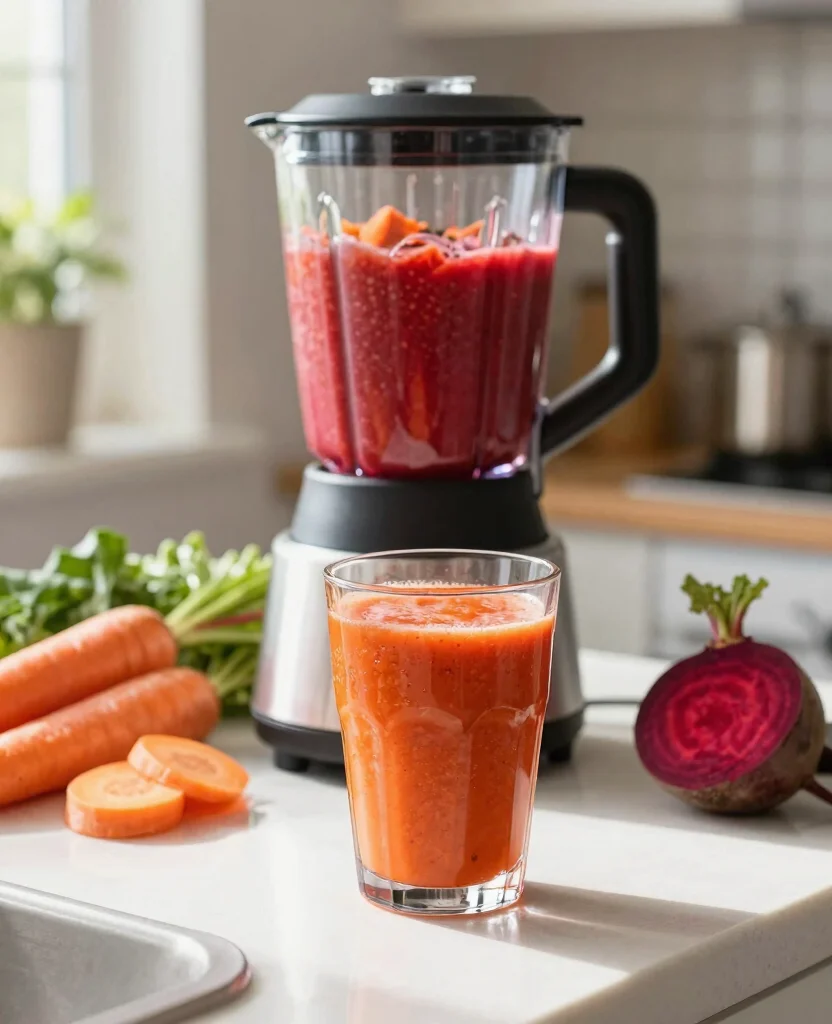 18 Iron Rich Juice Recipes Using Beets And Greens - 14. Beet and Carrot Smoothie 1