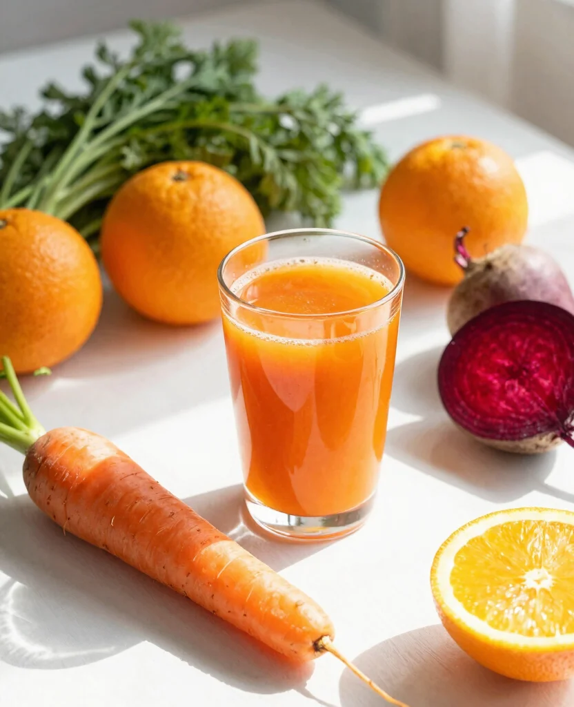 18 Iron Rich Juice Recipes Using Beets And Greens - 4. Beet, Carrot, and Orange Juice 1