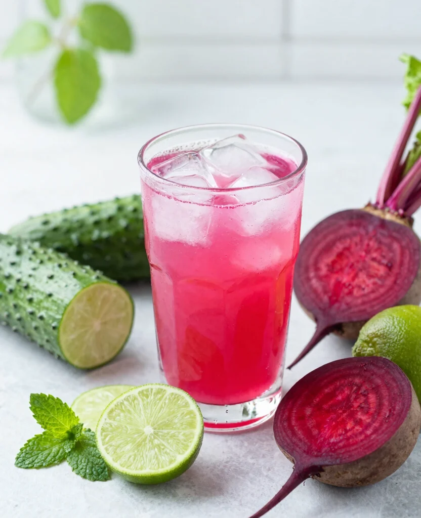 18 Iron Rich Juice Recipes Using Beets And Greens - 5. Cucumber, Beet, and Lime Juice 1