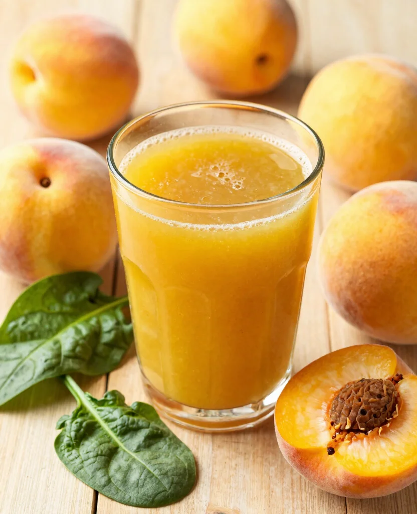 18 Juicer Recipes Beginners Juice Cleanse Friendly Ideas - 8. Sweet Spinach Peach Juice 1