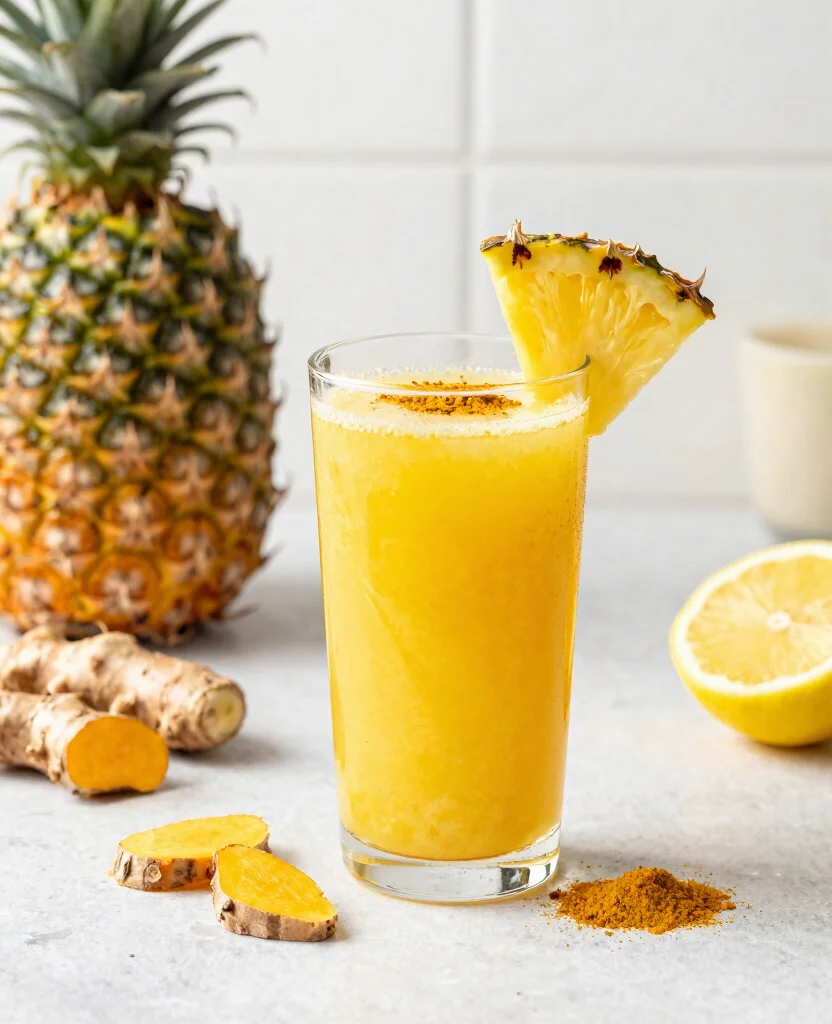 19 Anti Inflammation Juice Recipes With Powerful Ingredients - 1. Zesty Pineapple Turmeric Elixir 1