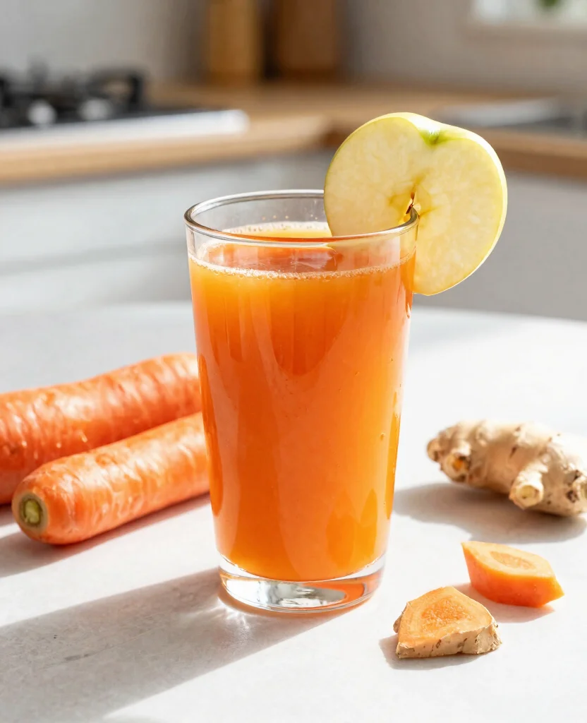 19 Anti Inflammation Juice Recipes With Powerful Ingredients - 12. Carrot Apple Ginger Juice 1