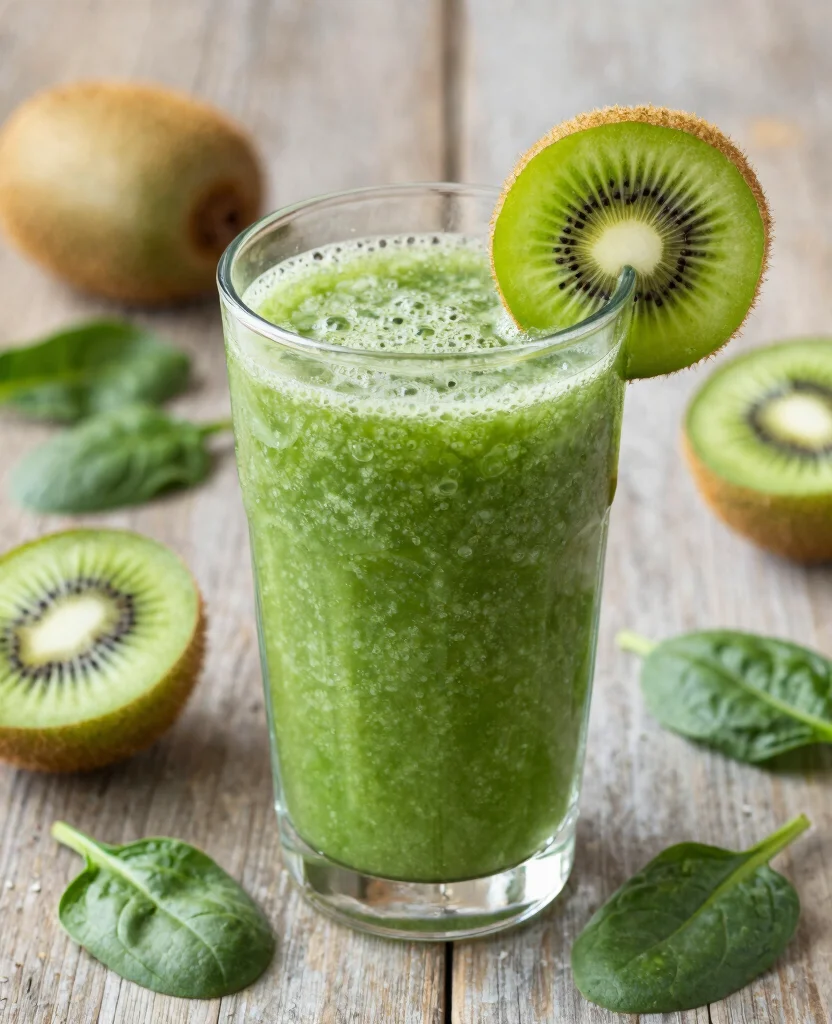 19 Anti Inflammation Juice Recipes With Powerful Ingredients - 14. Energizing Kiwi Spinach Juice 1