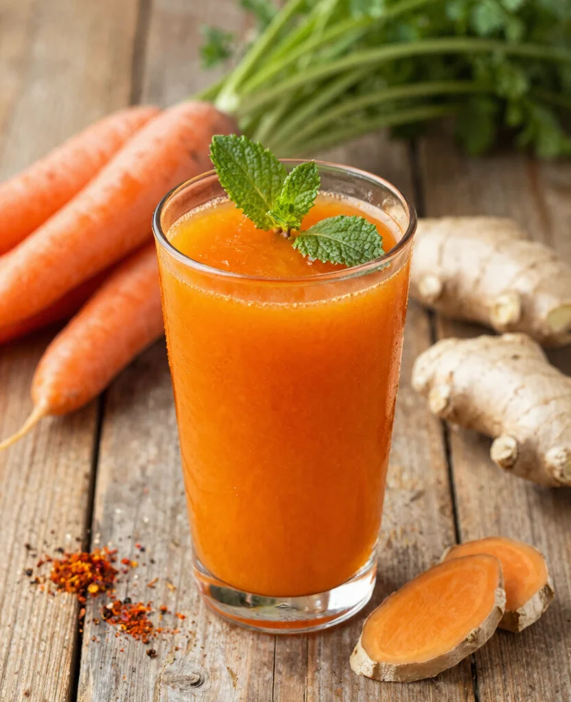 19 Anti Inflammation Juice Recipes With Powerful Ingredients - 6. Spicy Carrot Ginger Juice 1