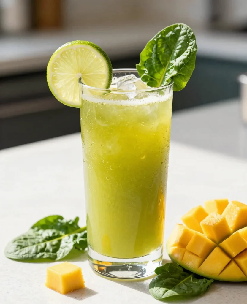 19 Anti Inflammation Juice Recipes With Powerful Ingredients - 8. Tropical Mango and Spinach Juice 1